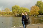 M and C look out across the Serpentine in Hyde Park