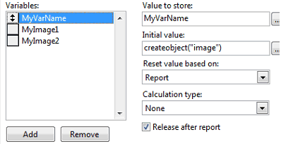 Initializing an image object in a report variable