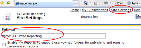 Fixing the Report Manager site name, one way