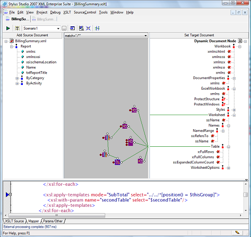 Stylus Studio mapping for Excel from RS XML data export